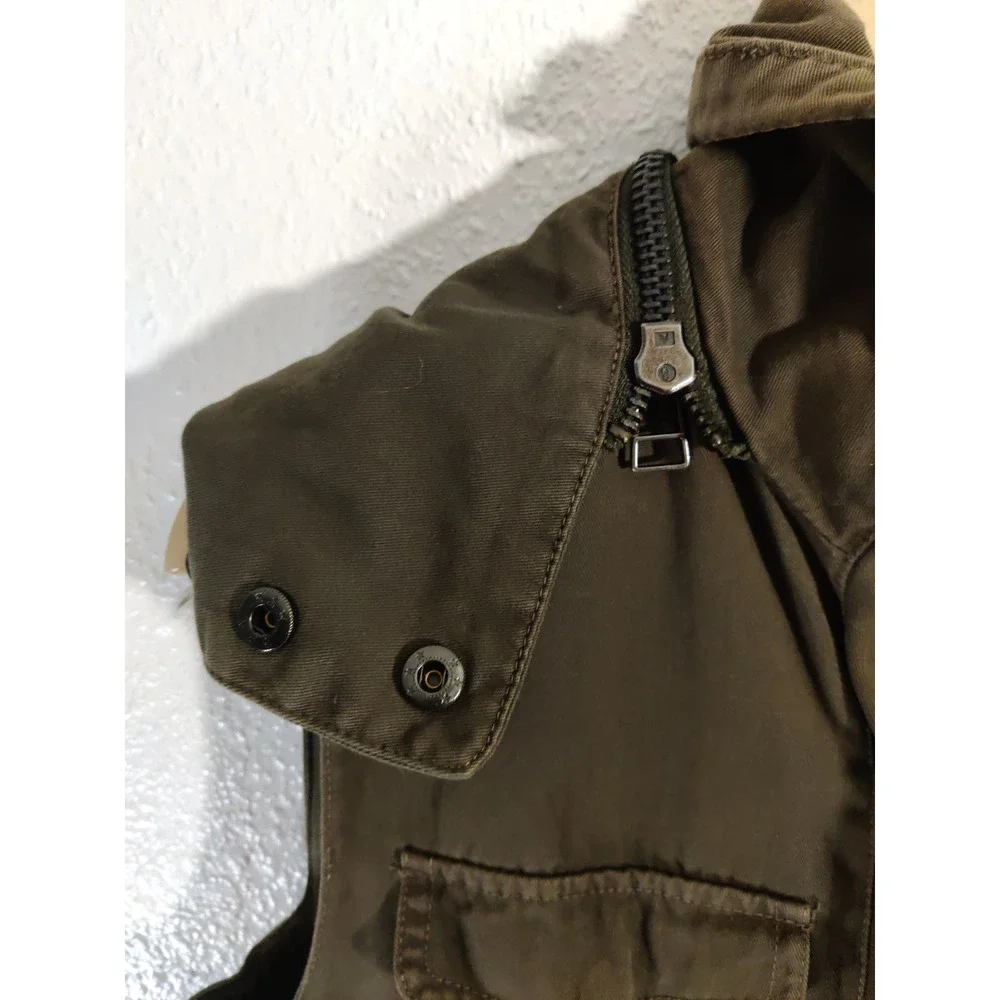 3/$20 Velvet By Graham Spencer Womens Green Fur Hoodie Full Zip Utility Vest S - Picture 4 of 12